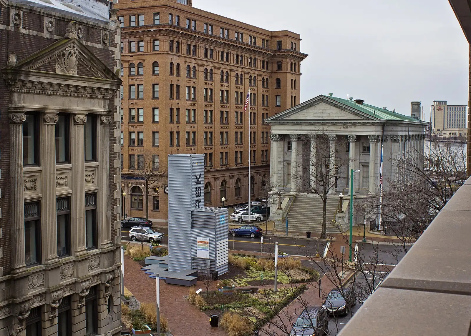 The Owen B. Pickett U.S. Custom House on Main Street, with the TowneBank building and 112 Granby Street, in downtown Norfolk.