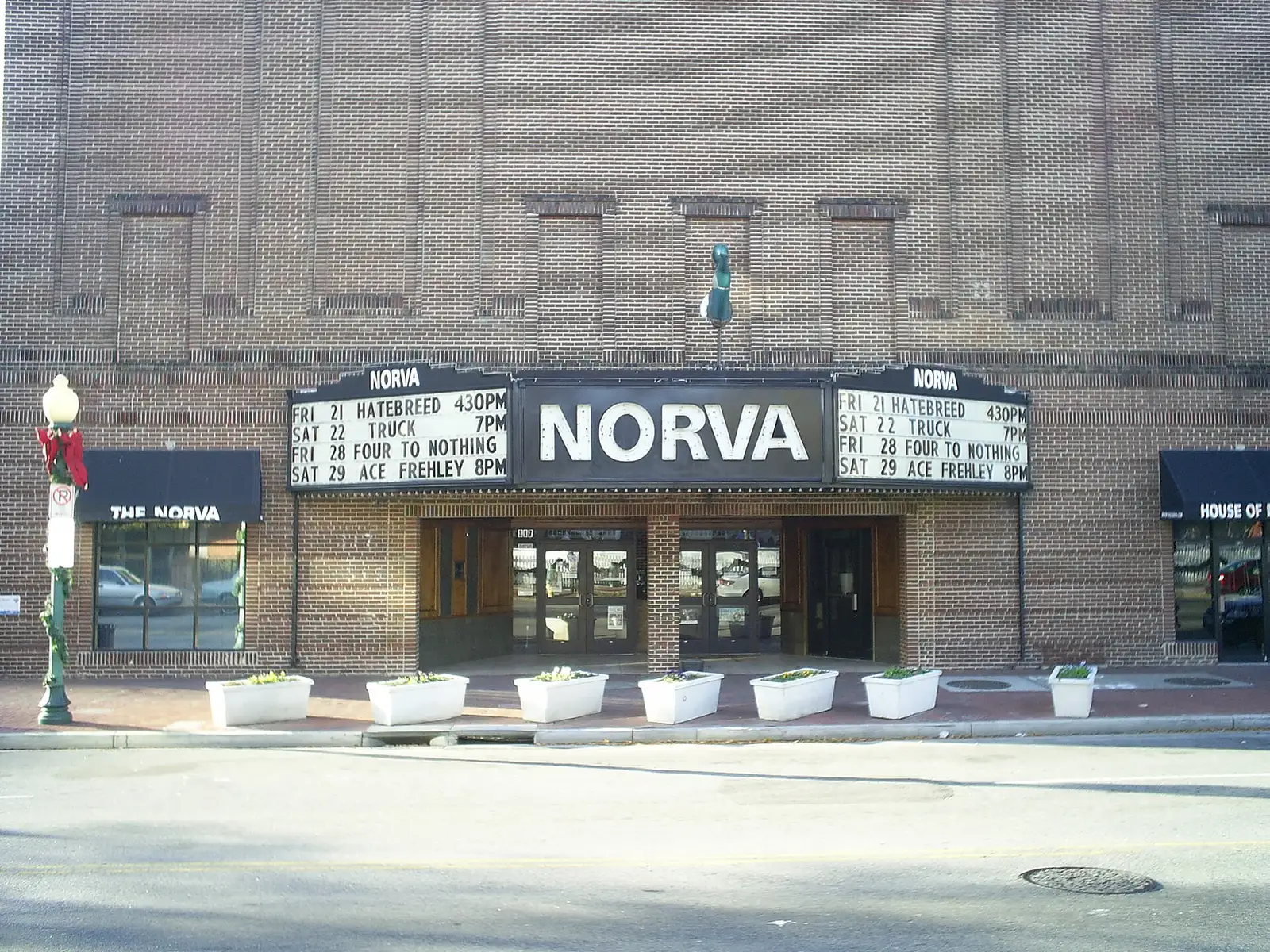 The marquee of The NorVa concert hall on Monticello Avenue in downtown Norfolk.