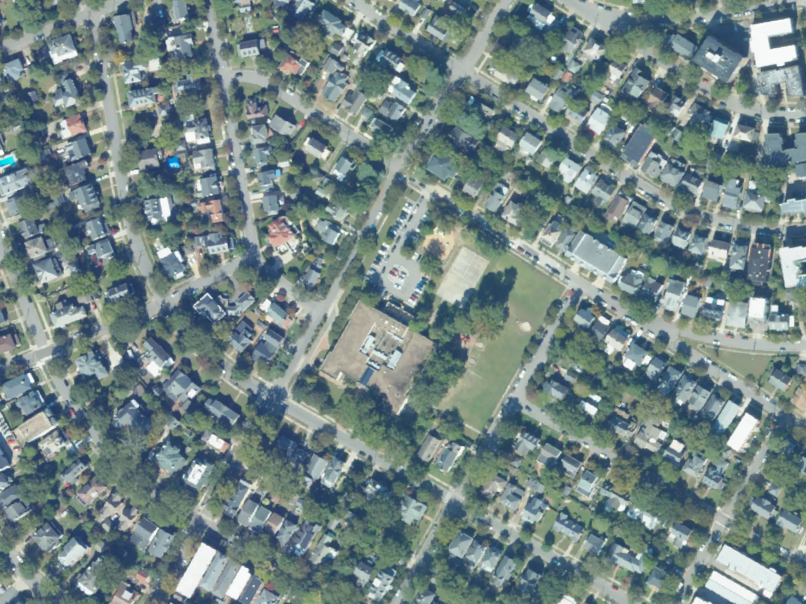 W.H. Taylor Elementary School and its grounds, center, from the air in October 2023.